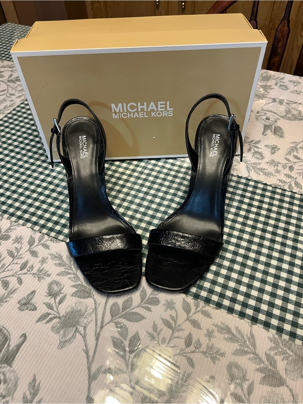 Michael Kors Black Leather Ankle-Strap Sandals